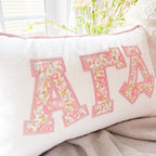 Felicite Honey Floral Greek Applique Pillow