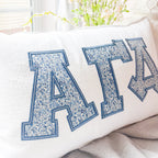 Katie & Millie Navy Floral Greek Applique Pillow