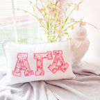 Betsy Pink Neon Floral Greek Applique Pillow