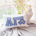 Betsy Blue Floral Greek Applique Pillow