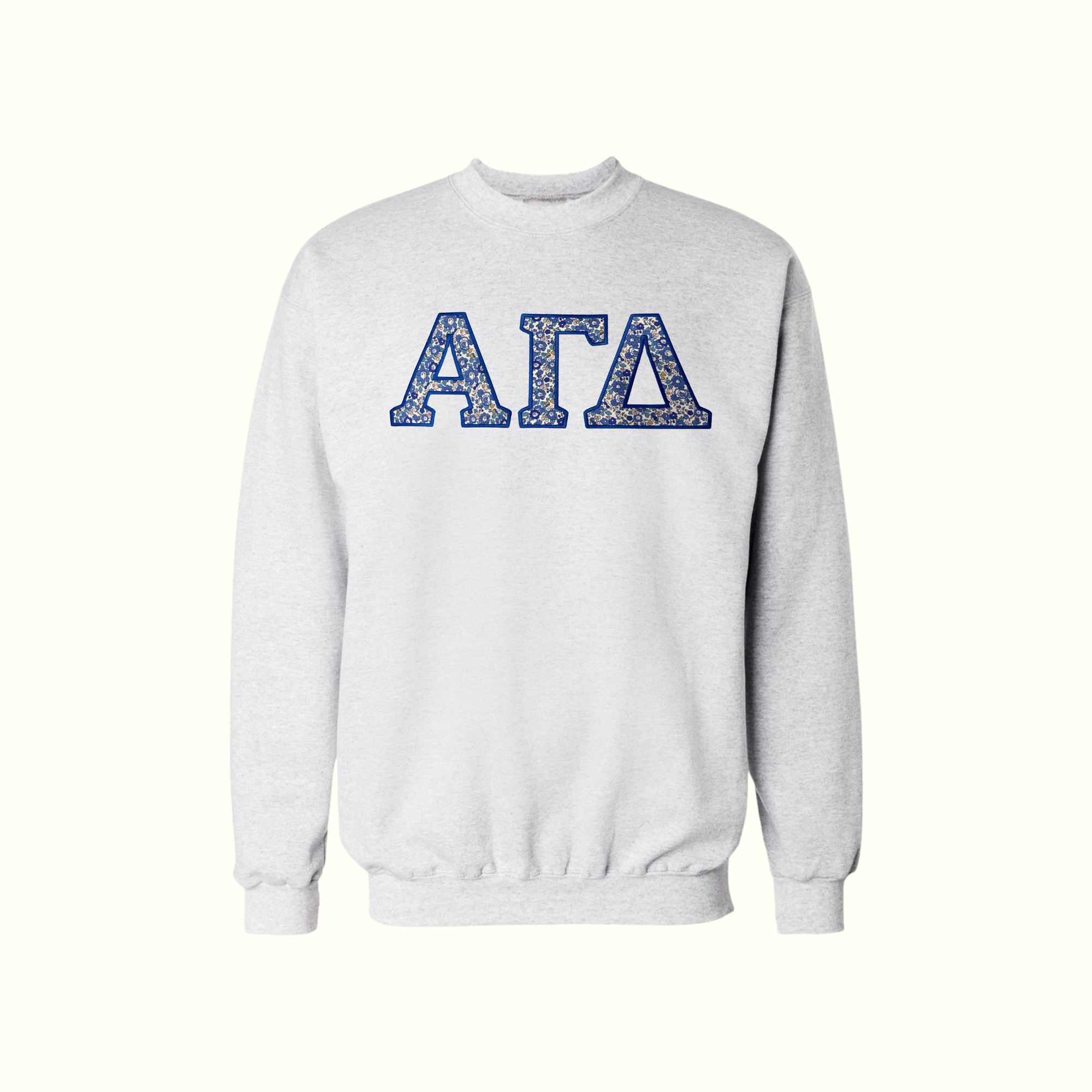 Betsy Blue Ash Gray Greek Applique Sweatshirt
