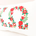 Custom Embroidered Floral Greek Letter White Linen Pillows