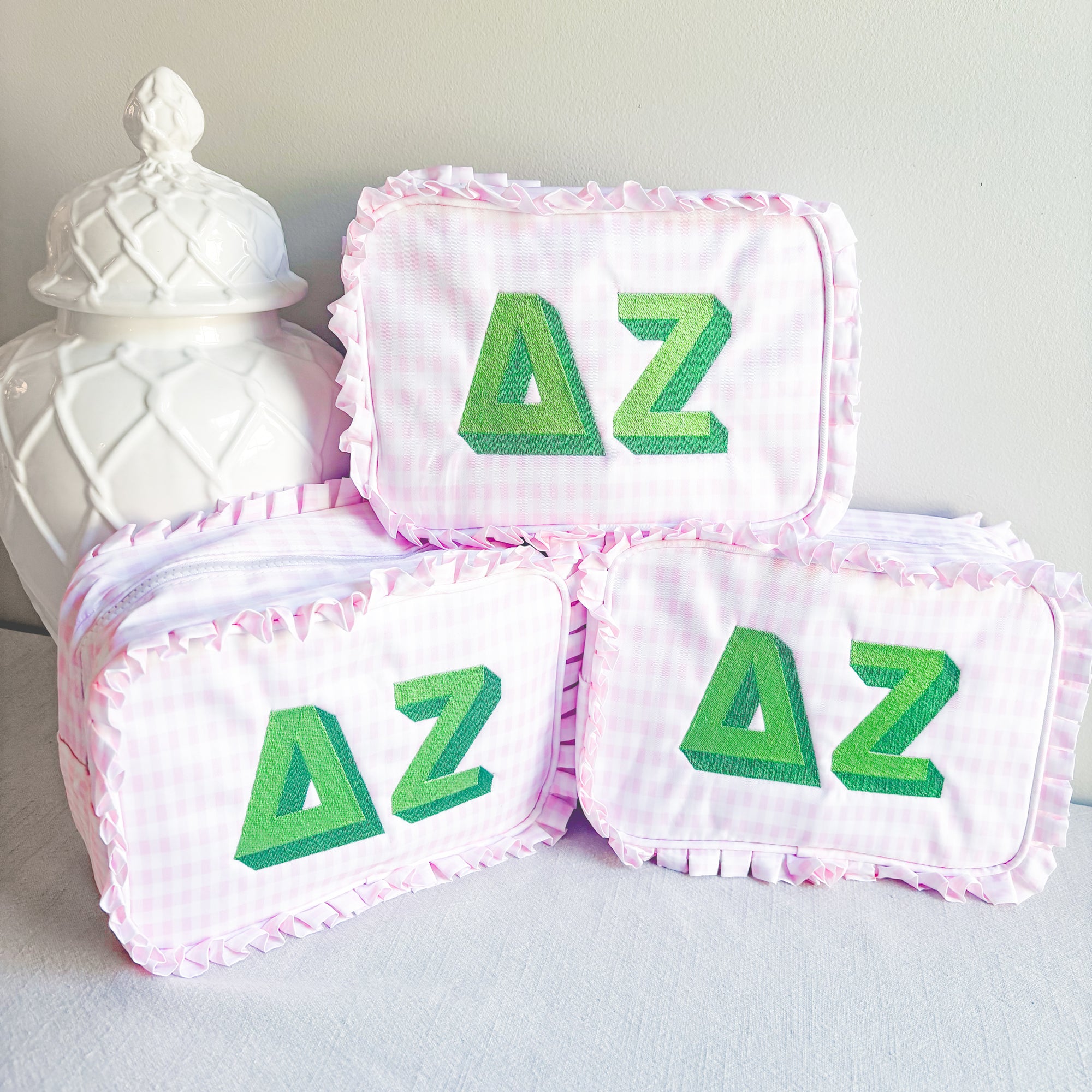 Delta Zeta Pink Gingham Everything Pouch