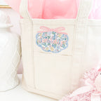 Coquette Applique Embroidered Canvas Tote Bag