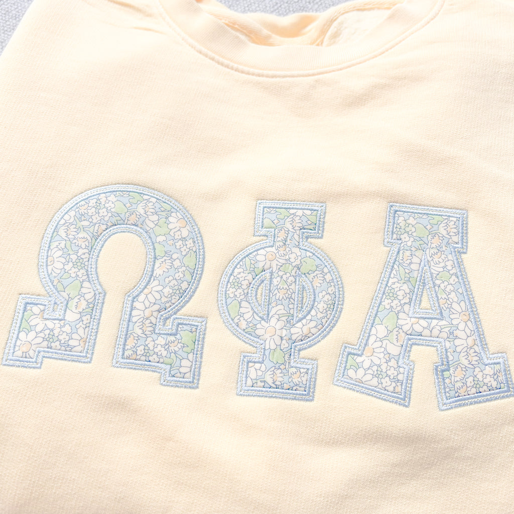 Butter & Blue Daisy Greek Applique Sweatshirt