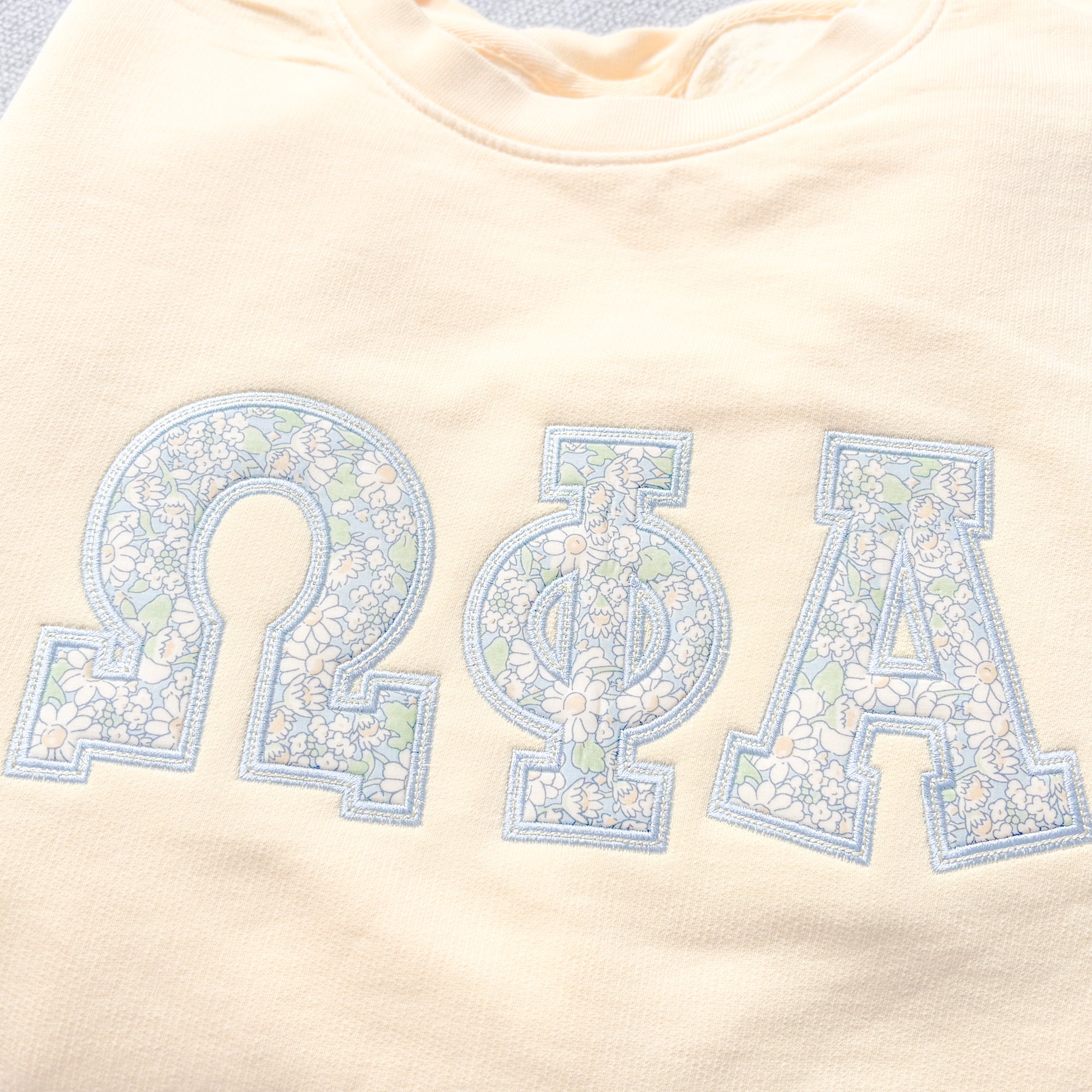 Butter & Blue Daisy Greek Applique Sweatshirt