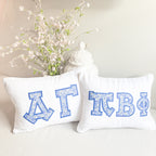 Betsy Blue Floral Greek Applique Pillow