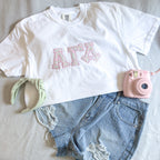 Betsy Pastel Greek Applique White Tee