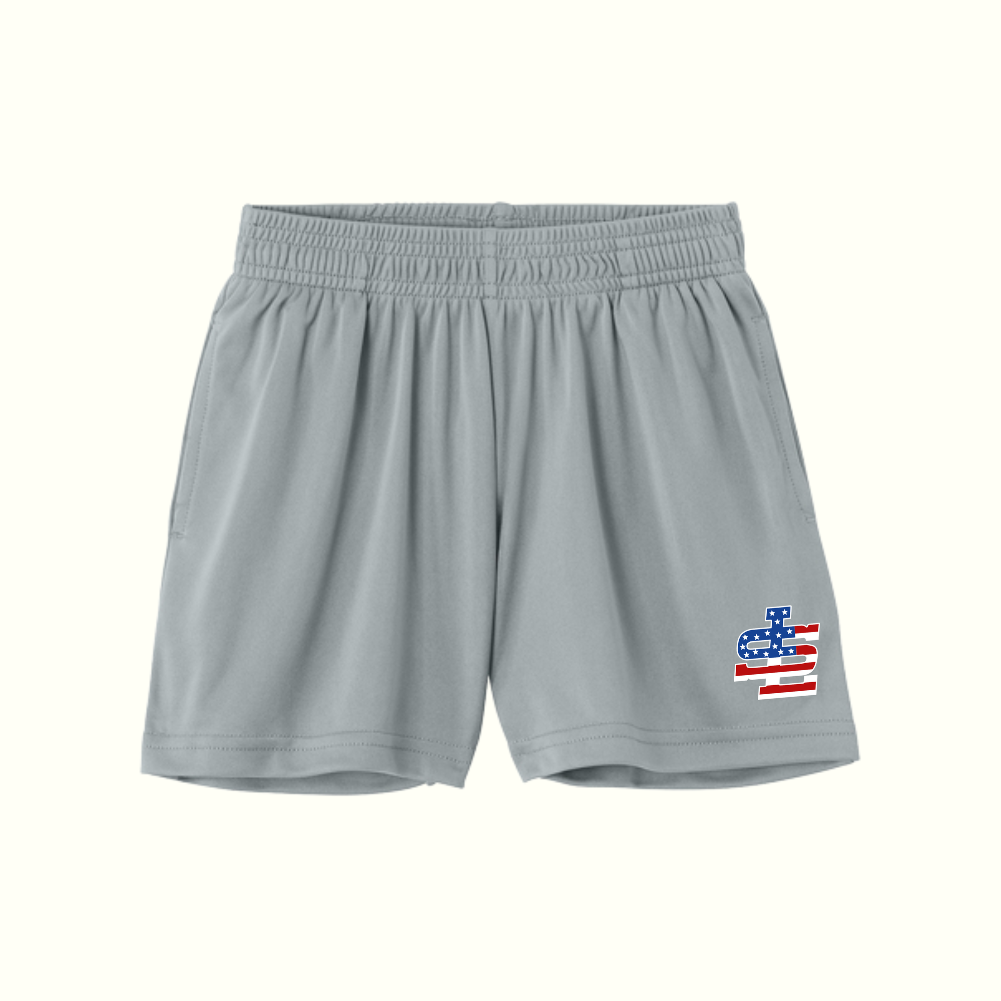Grey SLYB Flag Youth Boys 5” Pocketed Shorts