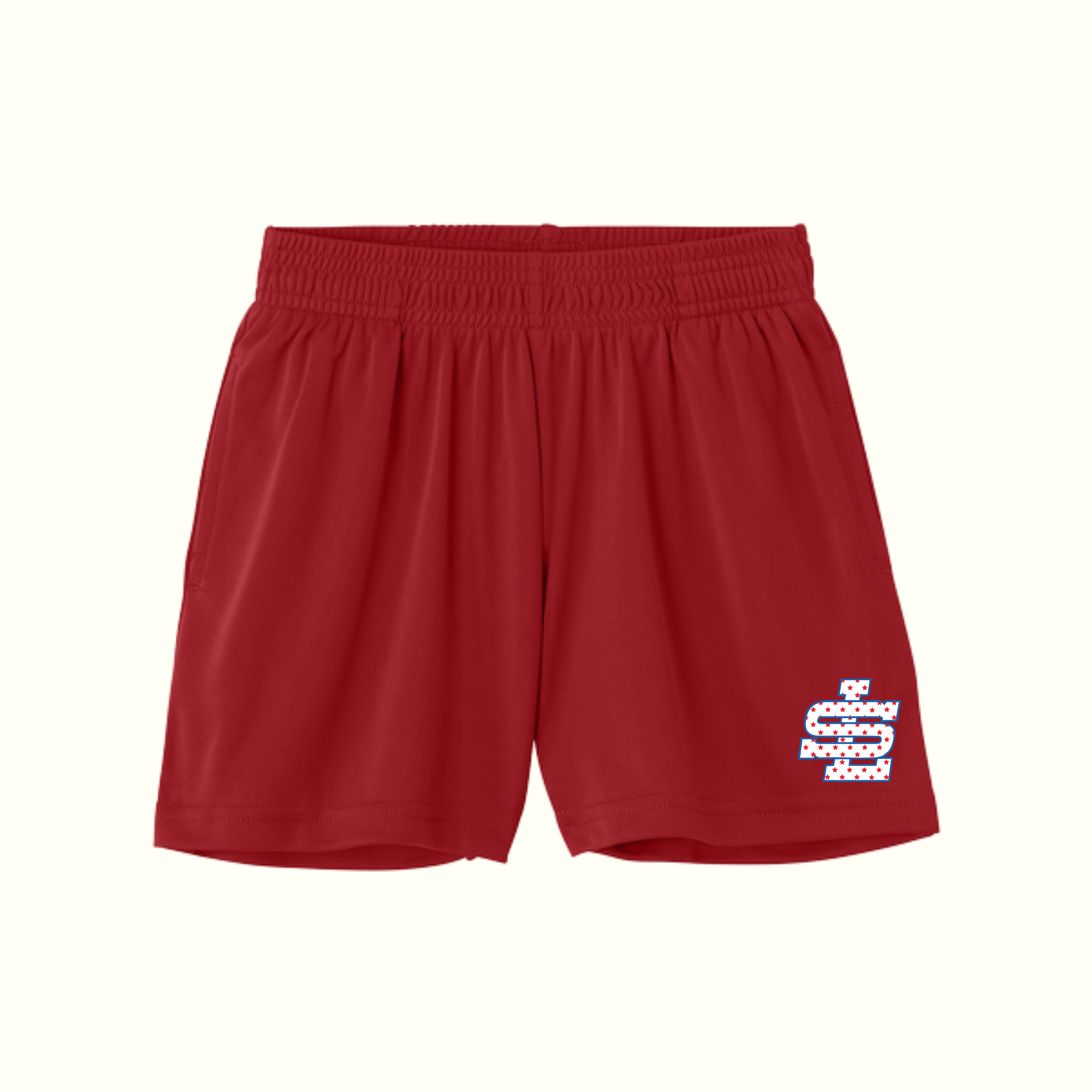 Red SLYB Stars Youth Boys 5” Pocketed Shorts