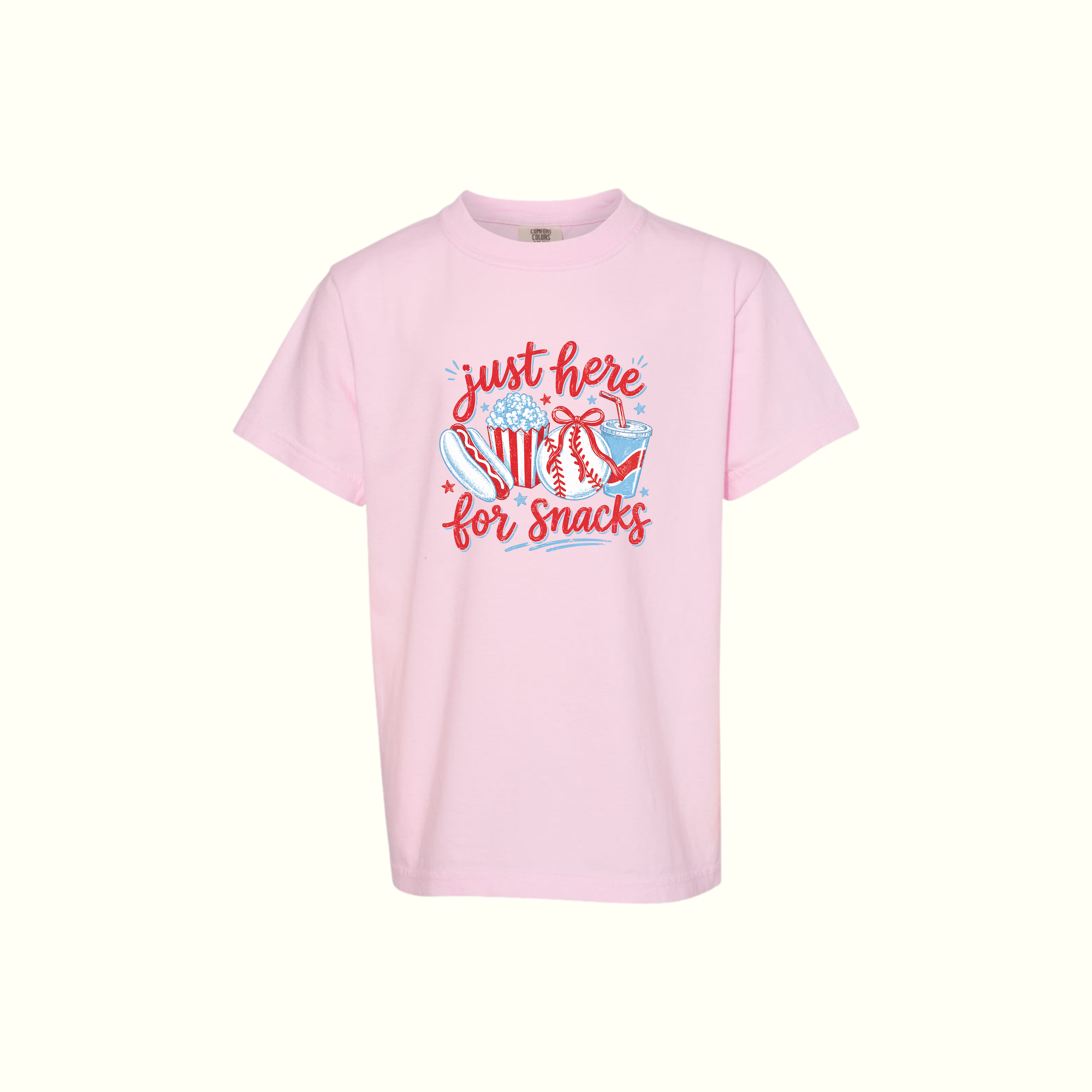Just Here For Snacks Pink Tee - Youth