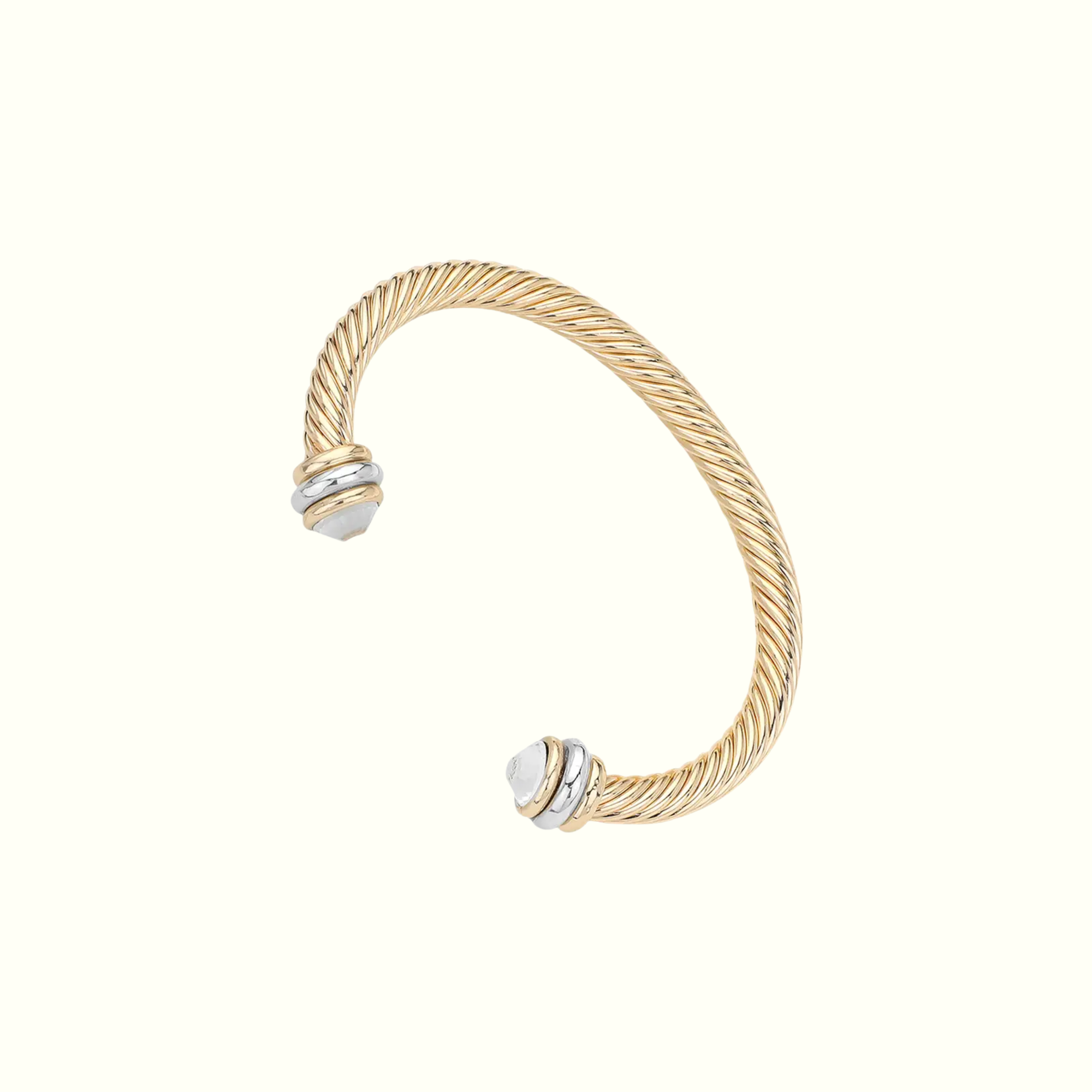 Stone Tip Twisted Rope Cuff Bracelet