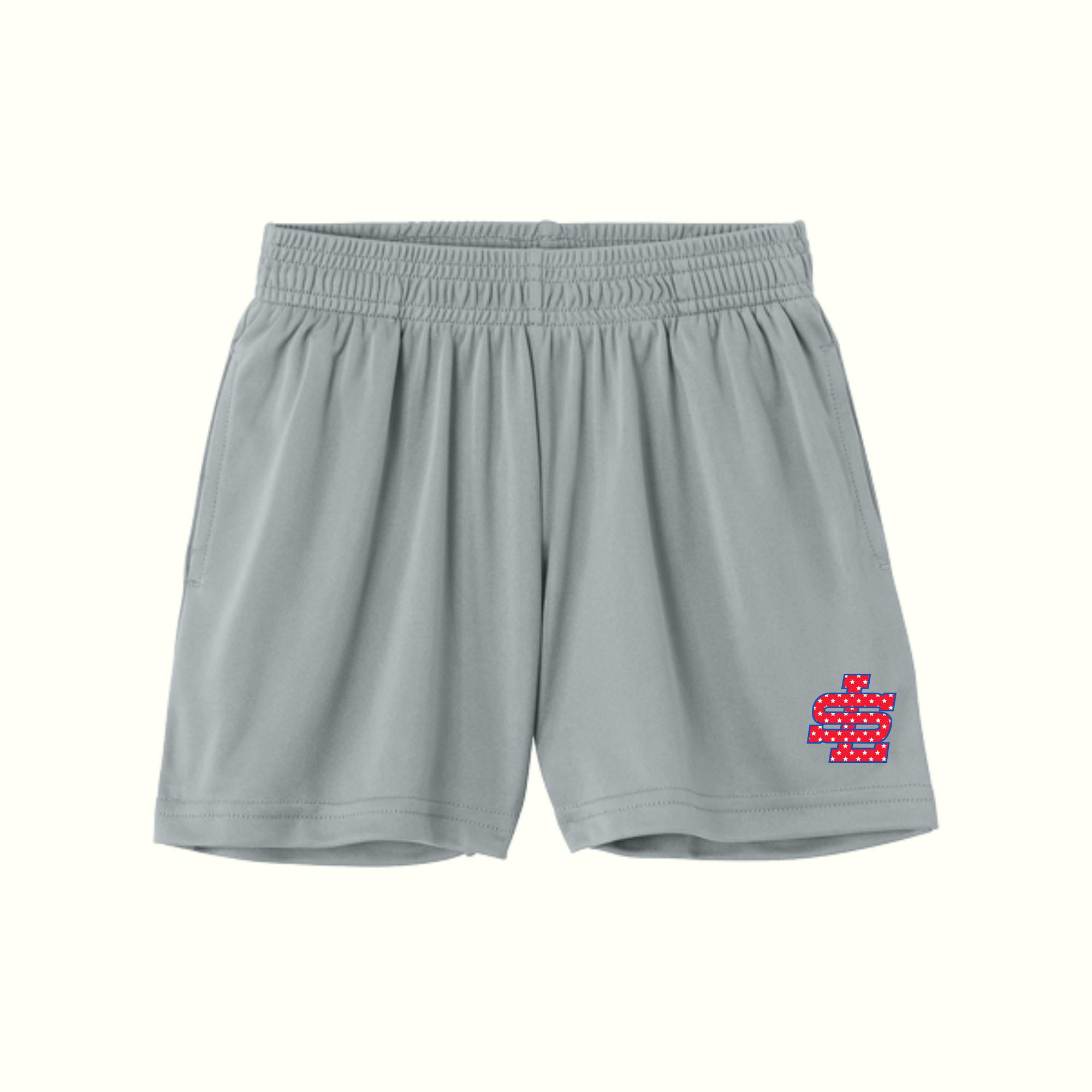 Grey SLYB Red Stars Youth Boys 5” Pocketed Shorts
