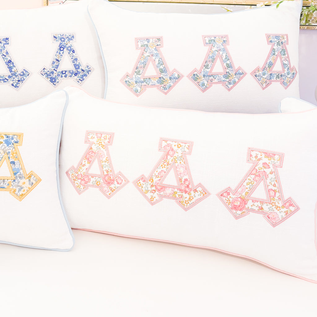 Build Your Own Greek Applique White Linen Pillow