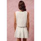 Floral Eyelet Lace Tie Vest Top and Mini Skirt Set