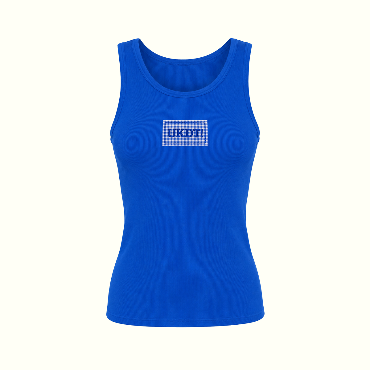 UKDT Fitted Gingham Patch Blue Tank