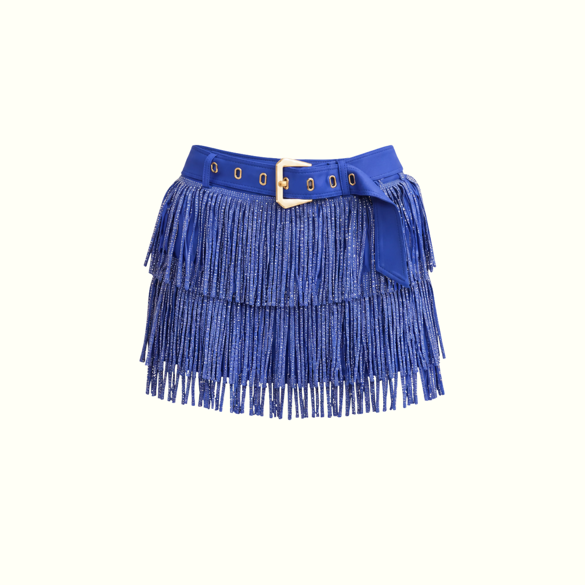 Rhinestone Fringe Belted Women's Shorts