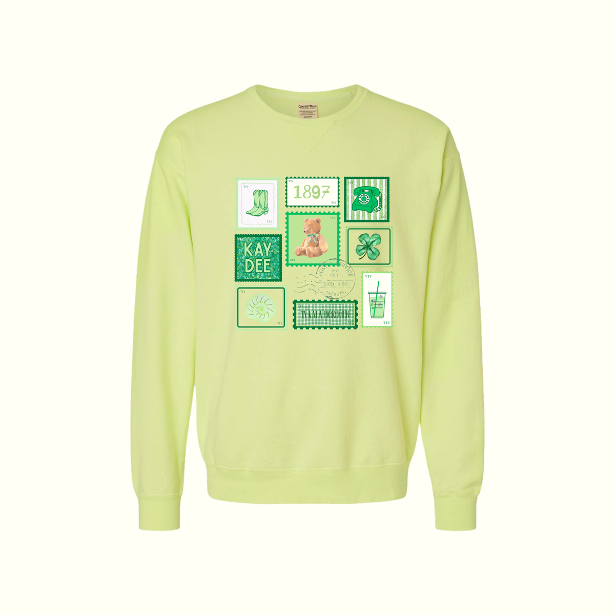 Chic Lime KD Stamps Printed Crewneck
