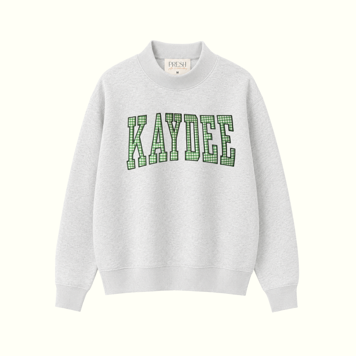 The PRESH Mock Neck - Baseline Gray KayDee Green Gingham