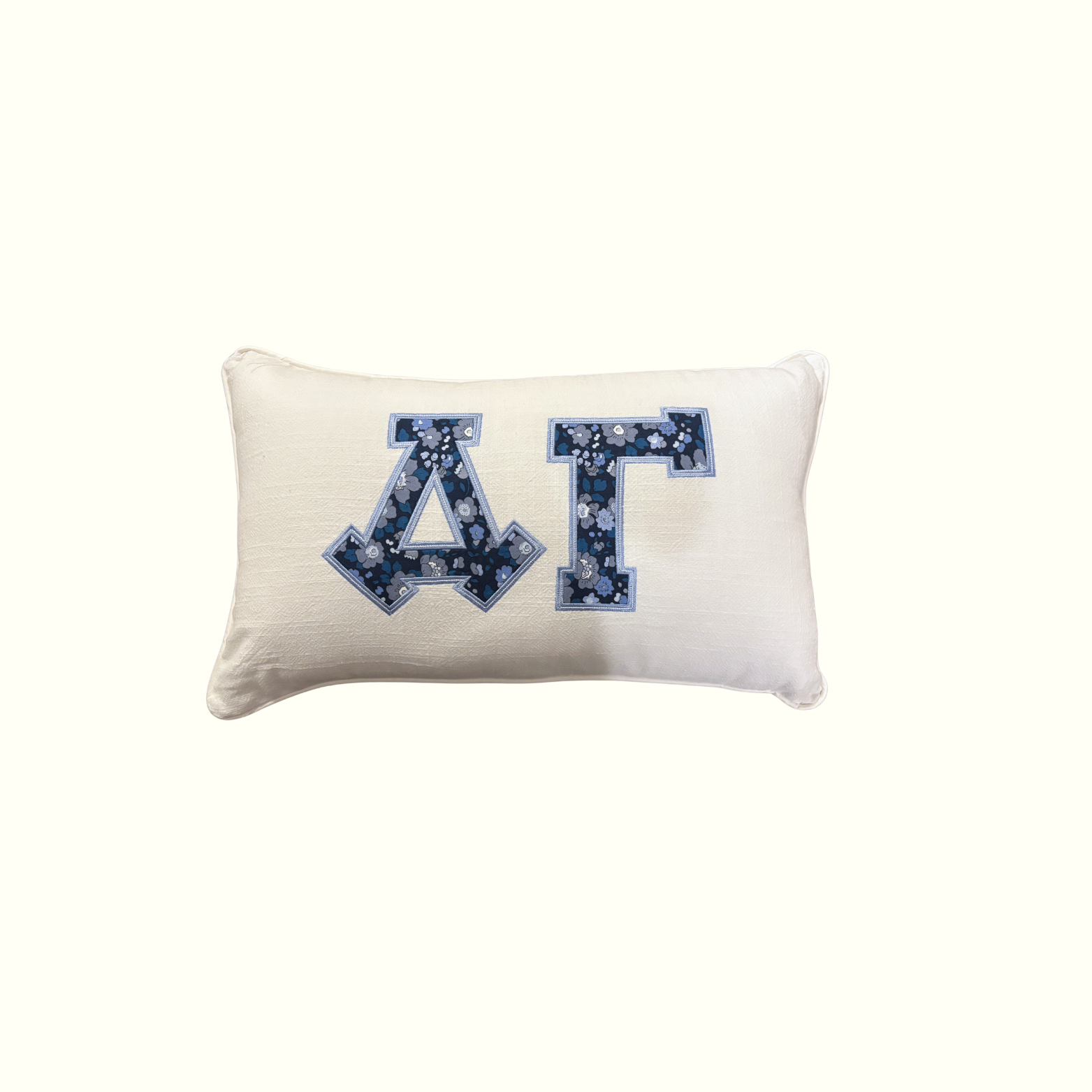 Betsy Meadow Metallic Floral Greek Applique Pillow