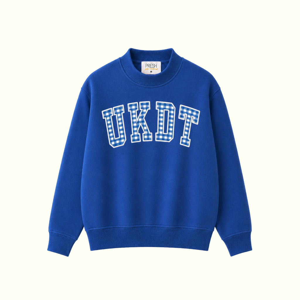 The PRESH Mock Neck - Royal Blue Gingham UKDT