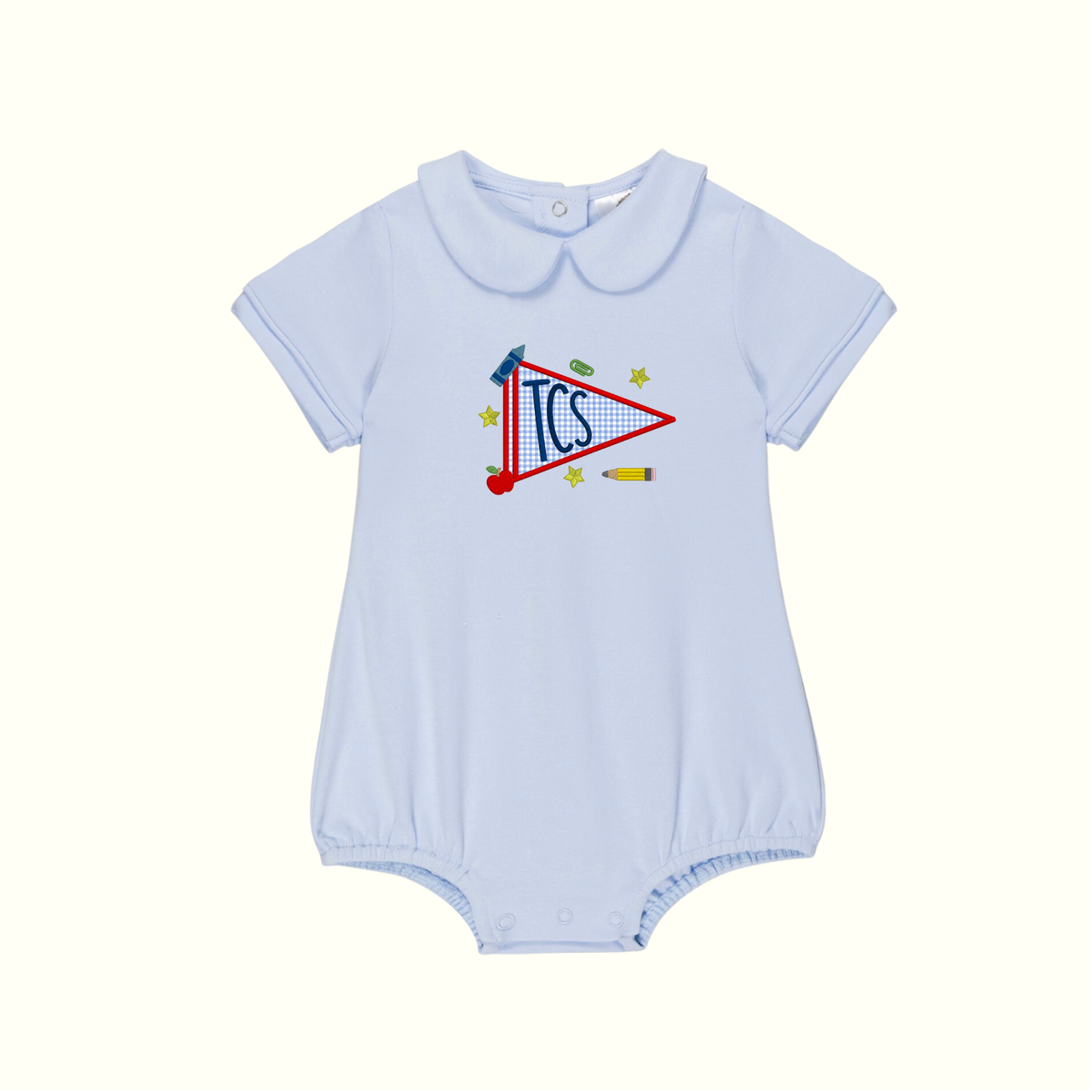 TCS Baby/Toddler Light Blue Applique Flag Peter Pan Bubble