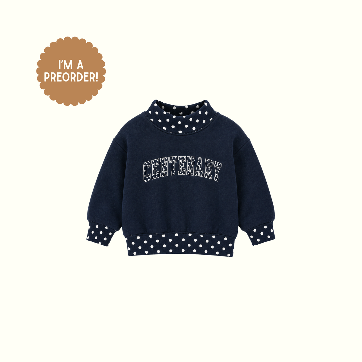 Centenary Navy Polka Dot Mock Neck -  Toddler!