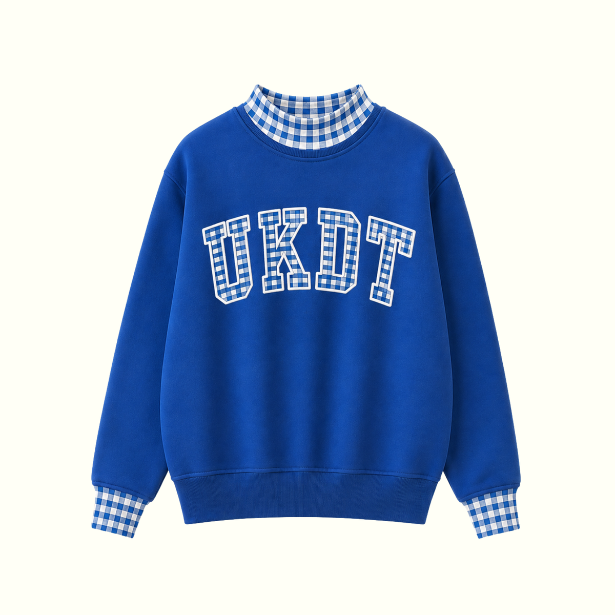 The PRESH Mock Neck - Royal Blue Gingham UKDT