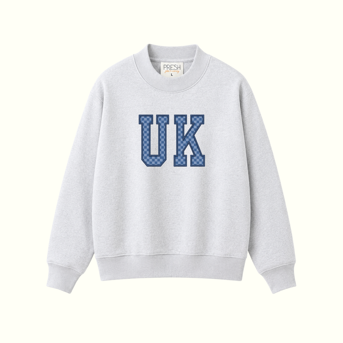 The PRESH Mock Neck - Baseline Gray Denim Checkered UK!